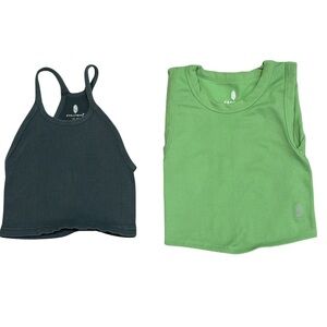 Free People Movement 2 Tank Bundle Free Throw + Happiness Runs Green Crop XS/S